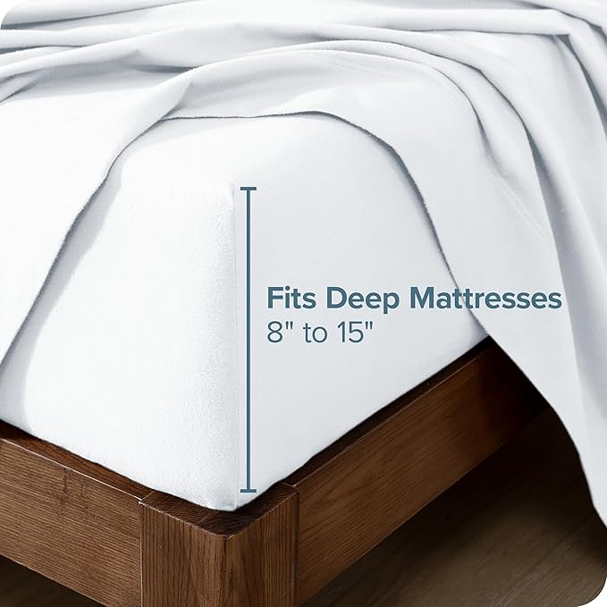 Flannel Sheet Set 100% Cotton, Velvety Soft Heavyweight - Double Brushed Flannel - Deep Pocket (King, White)