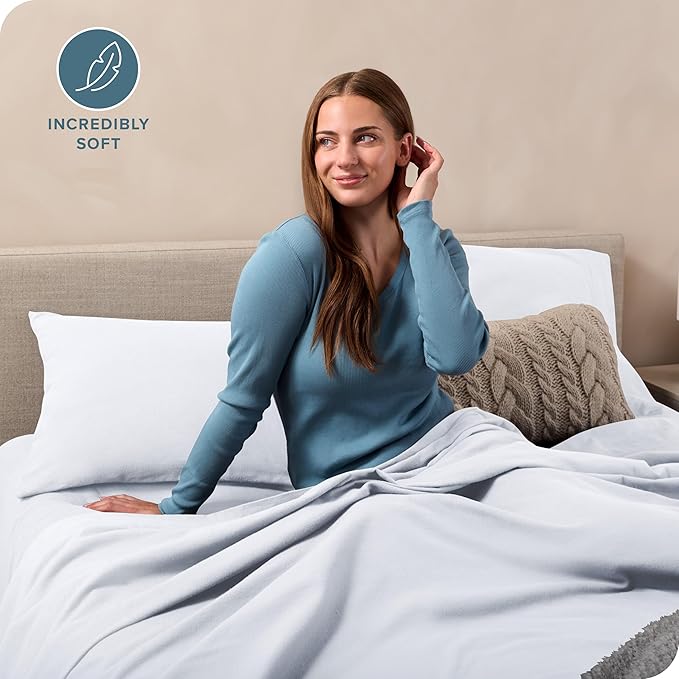 Flannel Sheet Set 100% Cotton, Velvety Soft Heavyweight - Double Brushed Flannel - Deep Pocket (King, White)