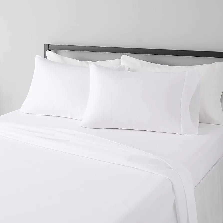 00% Cotton Bed Sheets King Size Set - 400 Thread Count Sateen, Deep Pocket King Sheet Set, King Sheets, Cooling King Size Sheets Set, Softer Than Egyptian Cotton Sheets (White)