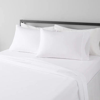 00% Cotton Bed Sheets King Size Set - 400 Thread Count Sateen, Deep Pocket King Sheet Set, King Sheets, Cooling King Size Sheets Set, Softer Than Egyptian Cotton Sheets (White)