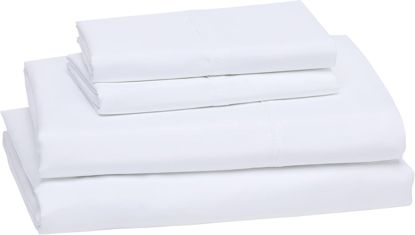 00% Cotton Bed Sheets King Size Set - 400 Thread Count Sateen, Deep Pocket King Sheet Set, King Sheets, Cooling King Size Sheets Set, Softer Than Egyptian Cotton Sheets (White)