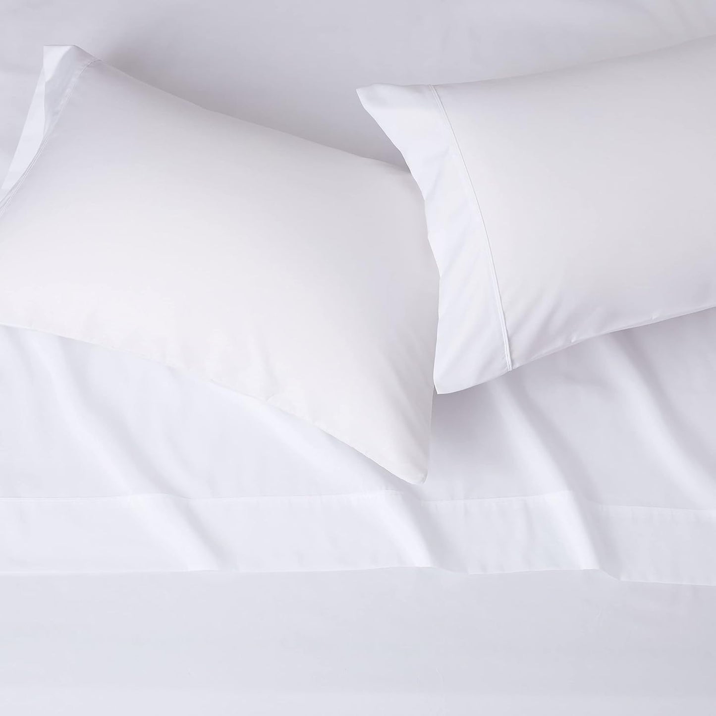 00% Cotton Bed Sheets King Size Set - 400 Thread Count Sateen, Deep Pocket King Sheet Set, King Sheets, Cooling King Size Sheets Set, Softer Than Egyptian Cotton Sheets (White)