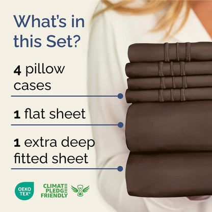 Luxury Bamboo Queen Size Sheet Set | 100% Organically Grown Bamboo Viscose | Ultra Soft | Cooling for Hot Sleepers | 18" Deep Pocket