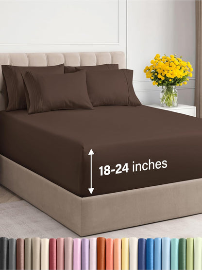 Luxury Bamboo Queen Size Sheet Set | 100% Organically Grown Bamboo Viscose | Ultra Soft | Cooling for Hot Sleepers | 18" Deep Pocket
