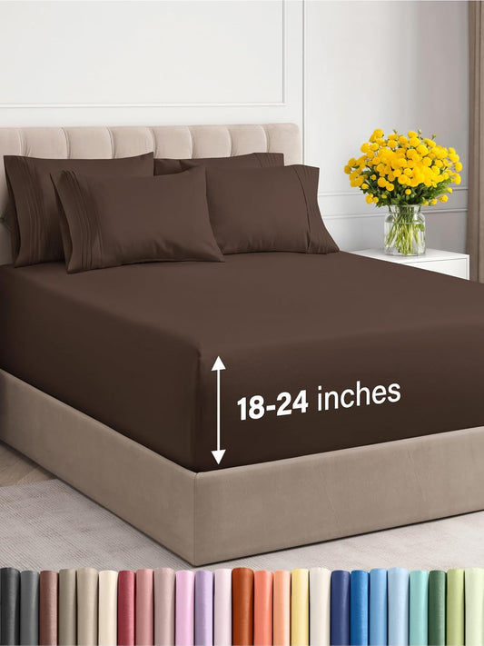Luxury Bamboo Queen Size Sheet Set | 100% Organically Grown Bamboo Viscose | Ultra Soft | Cooling for Hot Sleepers | 18" Deep Pocket